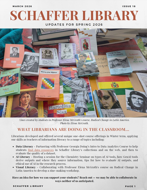 Schaffer Library newsletter issue 18 cover