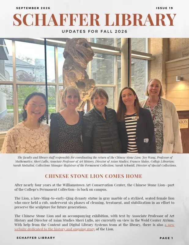 Schaffer Library Newsletter Cover Fall 2026
