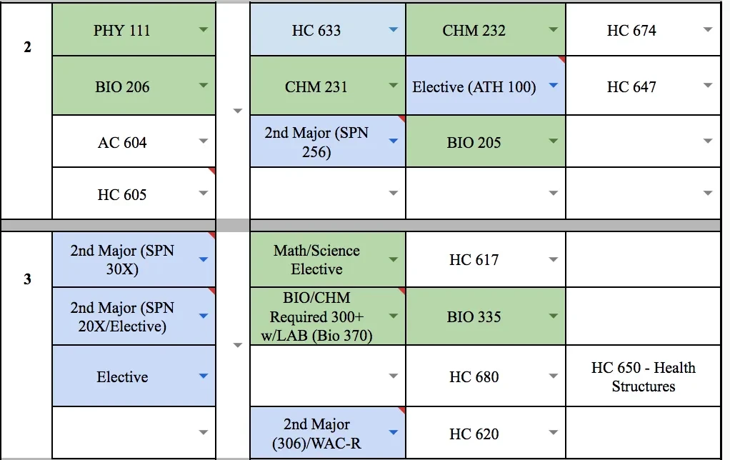 Sample LIM Bio-SPN ID Major Course Plan