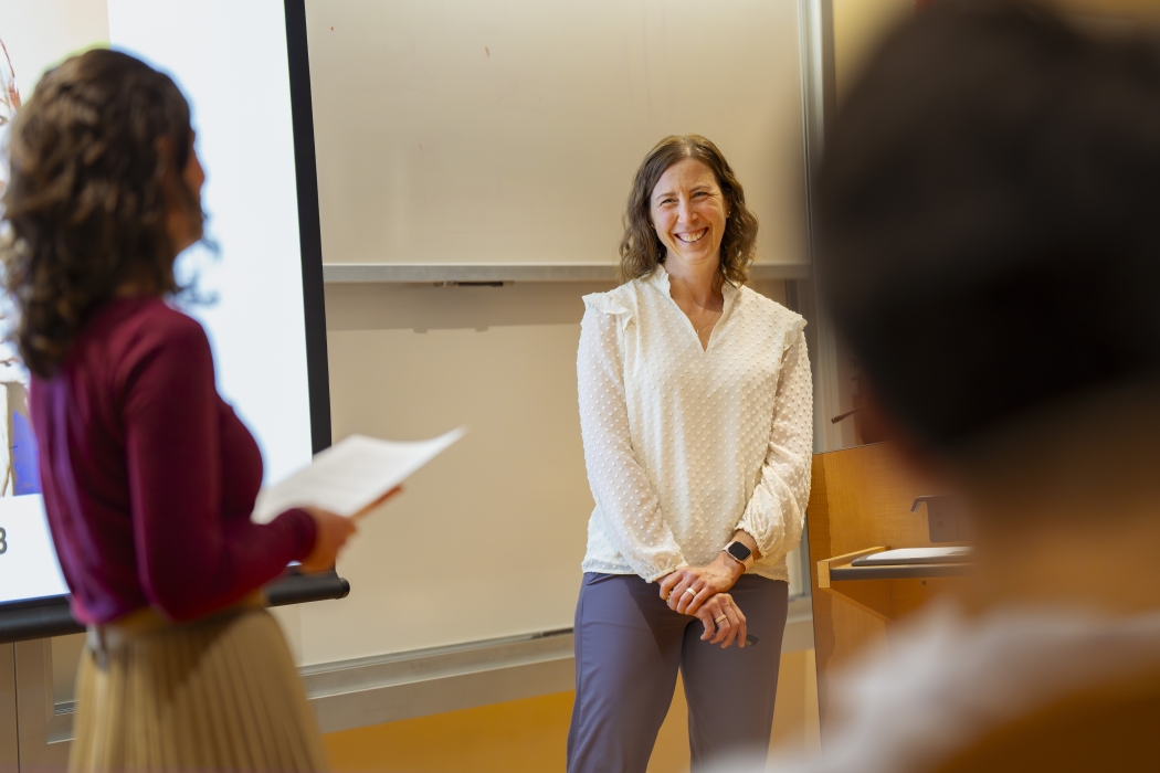 Prof. Angela Commito (Classics) and Prof. Jennifer Currey (Biomedical Engineering) discuss feminist technologies at the annual STS Fall lecture, delivered by Prof. Currey