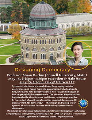Dr Moon Duchin "Designing Democracy" Lecture Poster