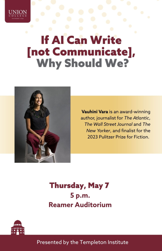 Talk Poster Vauhini Vara's "If AI Can Write [not Communicate], Why Should We?"