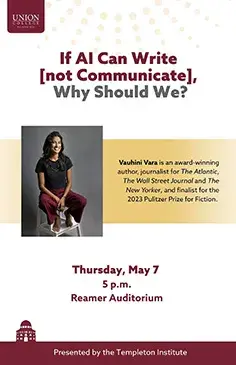 Talk Poster Vauhini Vara's "If AI Can Write [not Communicate], Why Should We?"