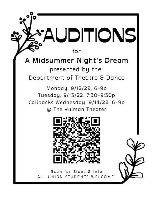 Fall 22 Audition Flyer with QR code