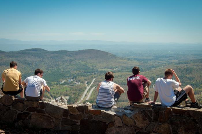 Union students with a view of the Adirondacks 