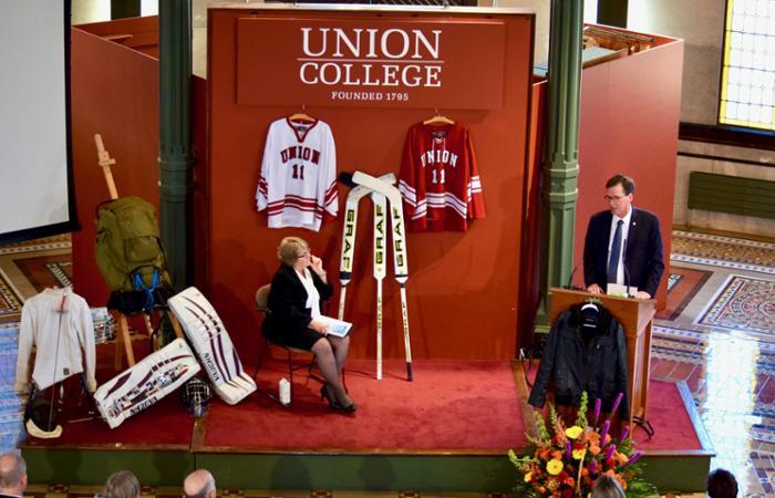 "We can all count ourselves lucky that he chose Union," said President Stephen C. Ainlay.  "I know I’m very proud and grateful that he did.” (Photo by Anna Klug '19)