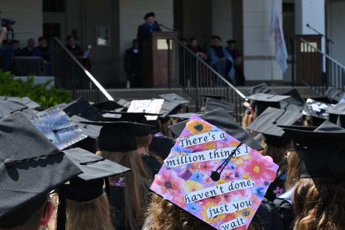 Graduation with cap and speaker