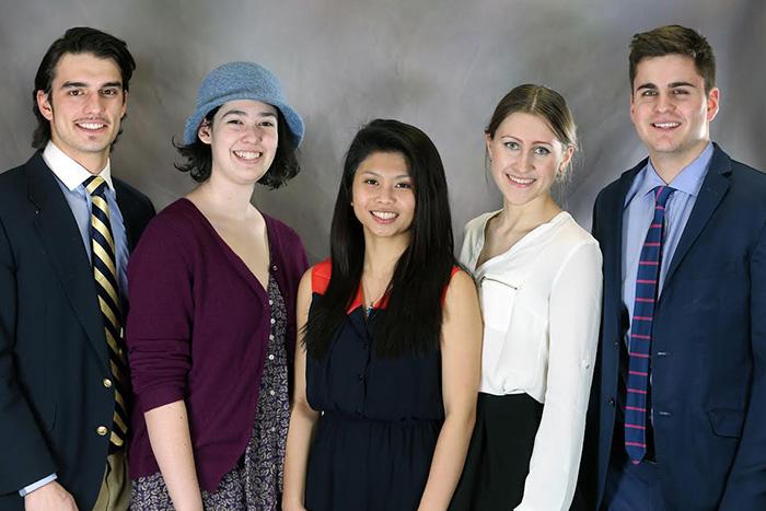 Meet Union's latest University Innovation Fellows: (from left) Luke McCaffrey ’18, Arielle Singer ’18, Lakhena Leang ’18, Vera Marsova ’18 and Robert Barsamian ’17