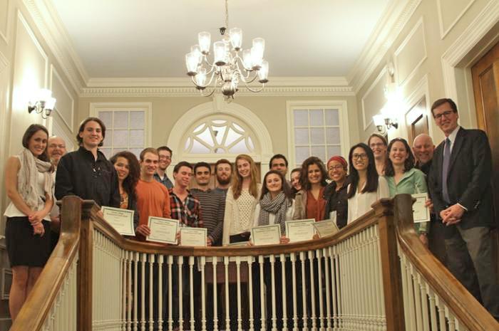 President Stephen C. Ainlay with some of the winners of this year's Presidential Green Grants