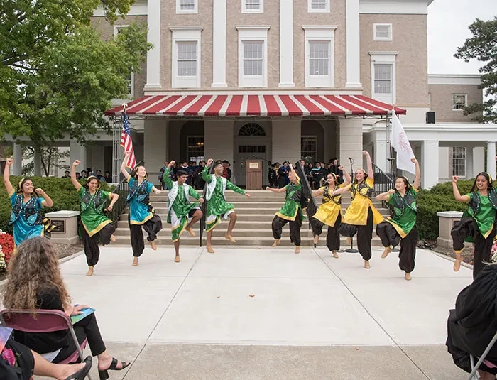 Union's Bhangra Dance Group performs at the inauguration.