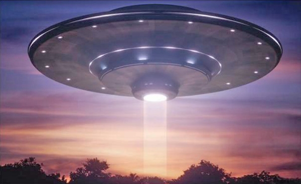 Artists rendering of a flying saucer.