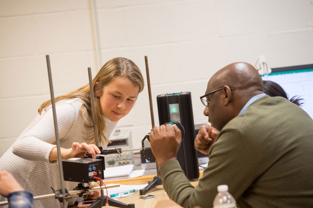 A Union student conducting research in the physics lab.