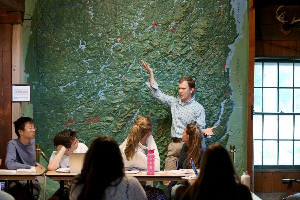 Professor Morris teaching a class at the Kelly Adirondack Center