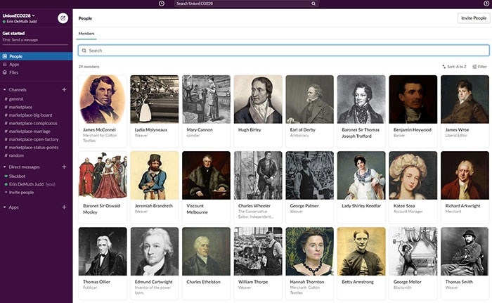 screenshot of Slack platform