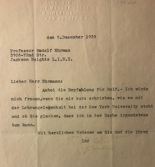 A letter written by Albert Einstein