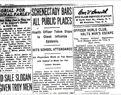 A story in the Albany Knickerbocker Press Oct. 8, 1918, details efforts to slow the spread of the Spanish flu