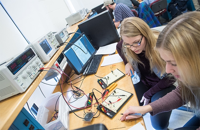 Students in one of the electrical engineering labs