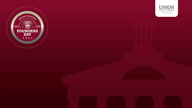 This is a garnet Zoom background with silhouette of Memorial Chapel