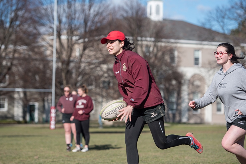 Union students enjoying a pick up game of rugby