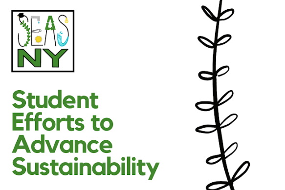 A graphic that says: Student efforts to advance sustainability