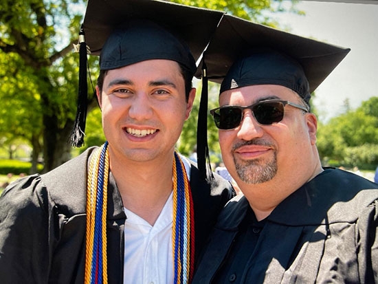 Joshua Paneto '21 with his father, Juan.