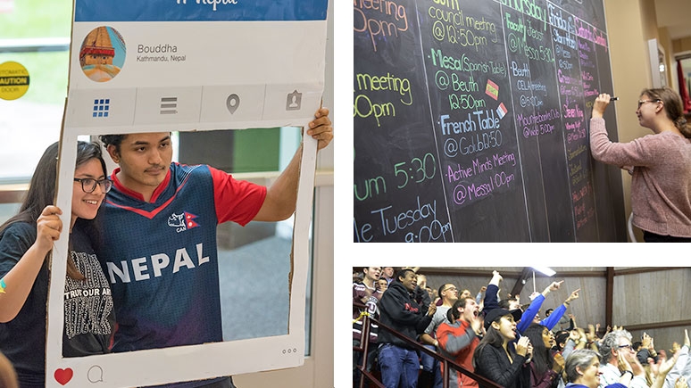 A collage showing students engaged in various activities across campus.