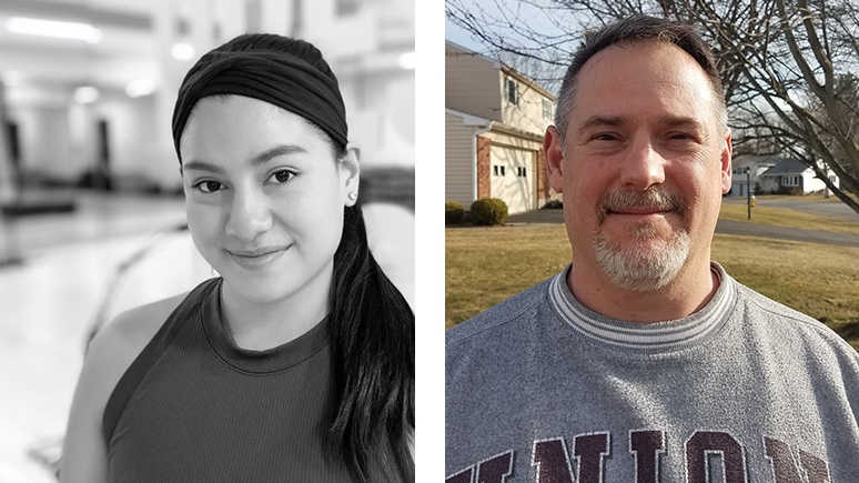 Julie Delaney '18 (left) and Wally Bizdell '94 (right)