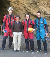 Prof. David Gillikin, Modesto Castro (cave owner), Laura Piccirillo ’20 and Prof. Donald Rodbell at the entrance of Peru’s Huagapo Cave in March 2019.