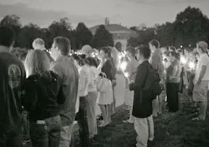 Students gather for a candlie-light vigil