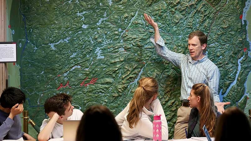 A photo of a floor-to-ceiling Adirondack relief map