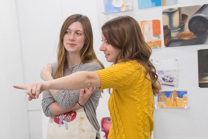 A painting studio in the Feigenbaum Center for Visual Arts