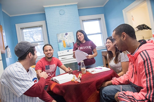 A student study session in Bronner House