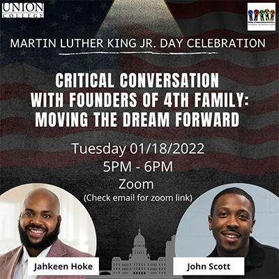 Photo of Jahkeen Hoke and John Scott along with event information
