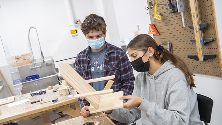 Students doing some wood working