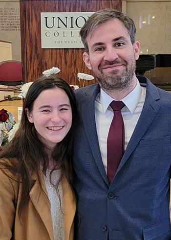 Mayah Teplitskiy '25 and her former teacher, Pablo Garcia, who received the Gideon Hawley Teacher Recognition Award