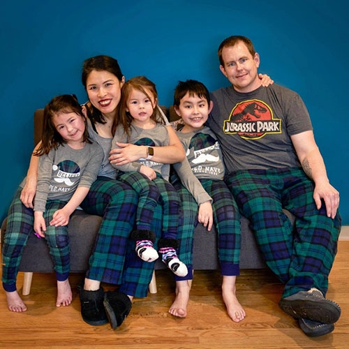Christa Grant and her husband, Rob, with their three children: Eliana, Michaela (KK) and Jackson.