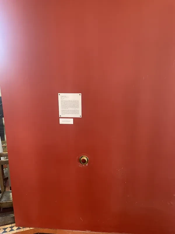 The space where a stately portrait of Eliphalet Nott typically hangs in the Nott Memorial. To avoid the risk of damage while the building undergoes repairs, the portrait has been temporarily moved to the&nbsp;Williamstown Art Conservation Center.&nbsp;