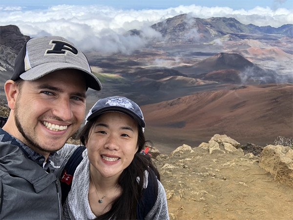 Phanuel Mariano, assistant professor of mathematics, and his wife, Jenn, at the Haleakala National Park summit.