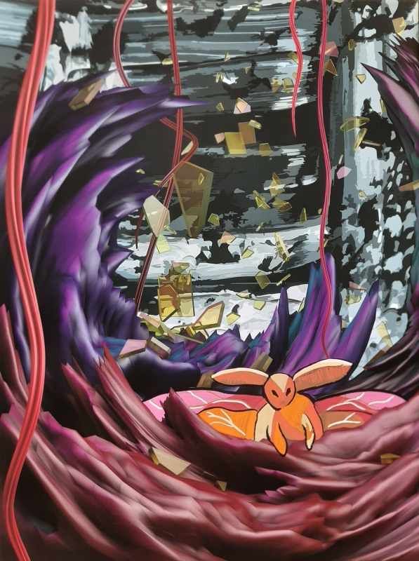 Apate, inkJet and acrylic on canvas by Mallory Nelson