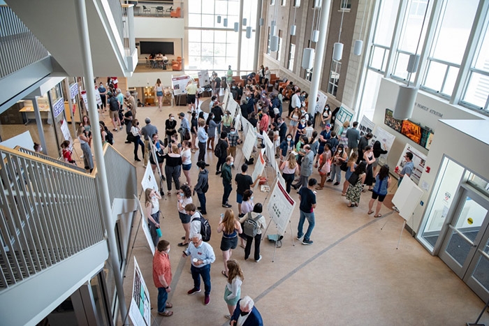 Student poster session in the Wold Atrium Steinmetz