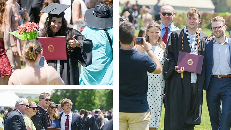 A collage of commencement photos