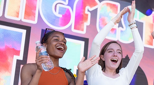 Students cheering at Springfest