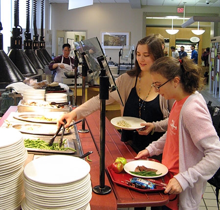 Students getting something to eat at the school's main cafeteria