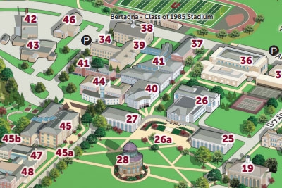 A screen capture of a Union College campus map