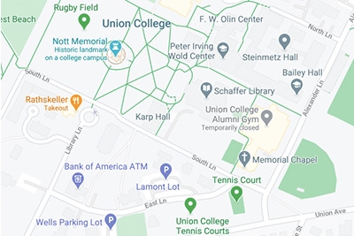 A screen capture of a Google Map of Union College