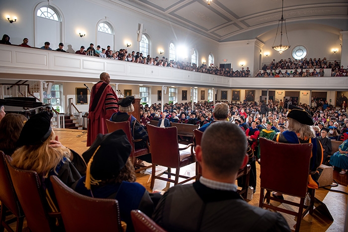 At Convocation, President David R. Harris told the full house of 900 people gathered in Memorial Chapel "welcome to a year when we continue to celebrate Union while finding ways to make it even stronger, and a year in which we work together to achieve for ourselves and for one another even more than we think possible.”