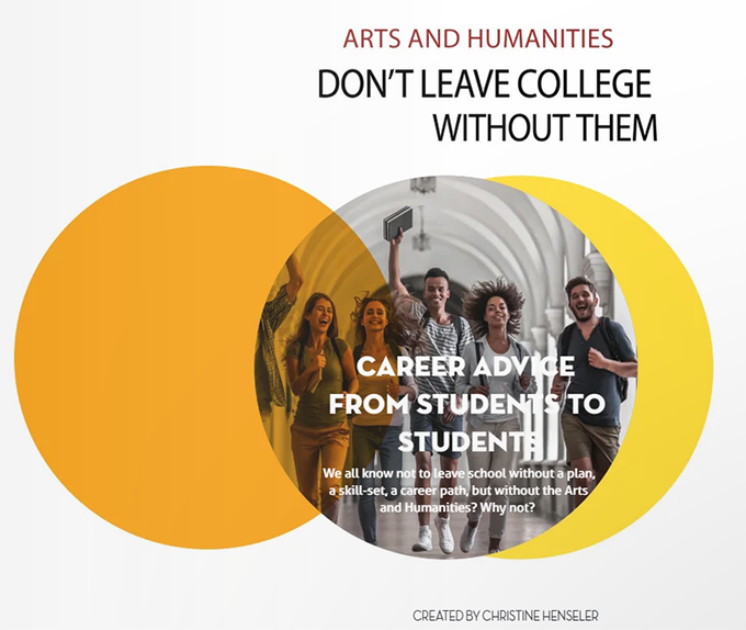 A cover of an arts and humanities booklet