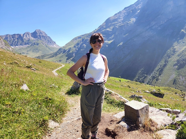 Emily Rocha, director of Student Activities, during a hike in the Swiss Alps.