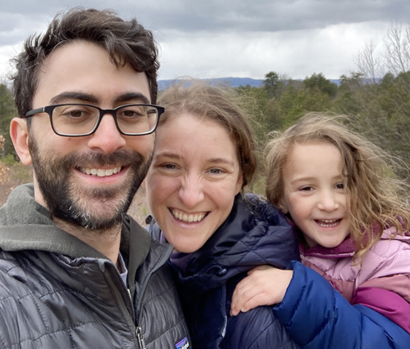 Mason Stahl, assistant professor of environmental engineering, with his wife, Candice, and their daughter, Norah.