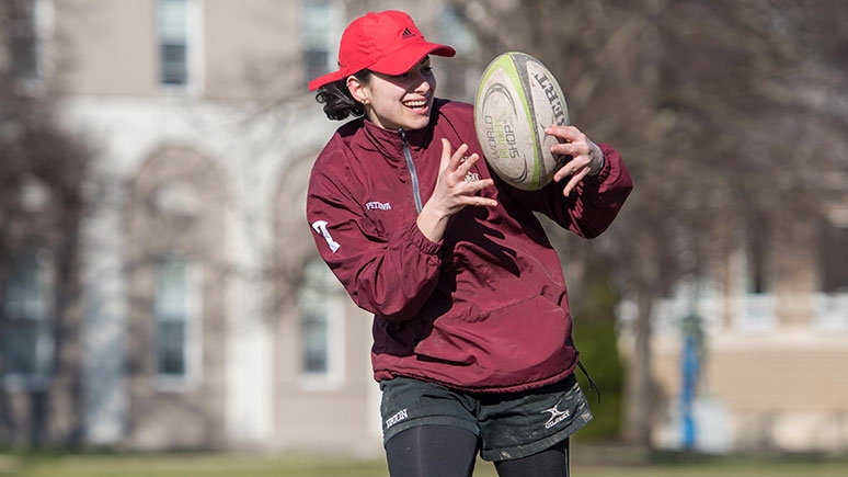 A member of the woman's rugby team